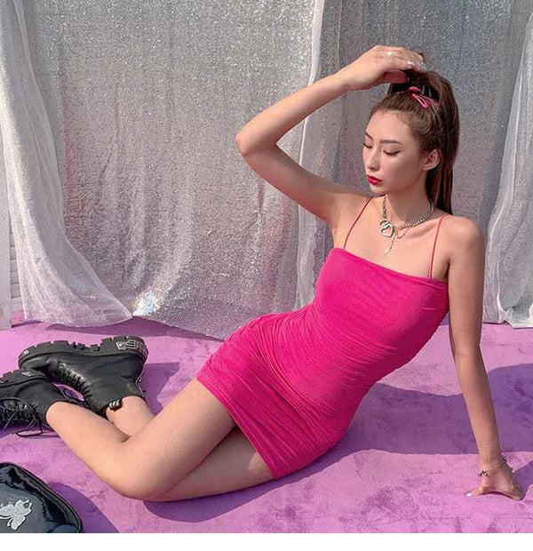 Léna Barbie Ruched Pink Dress - Hey Babe